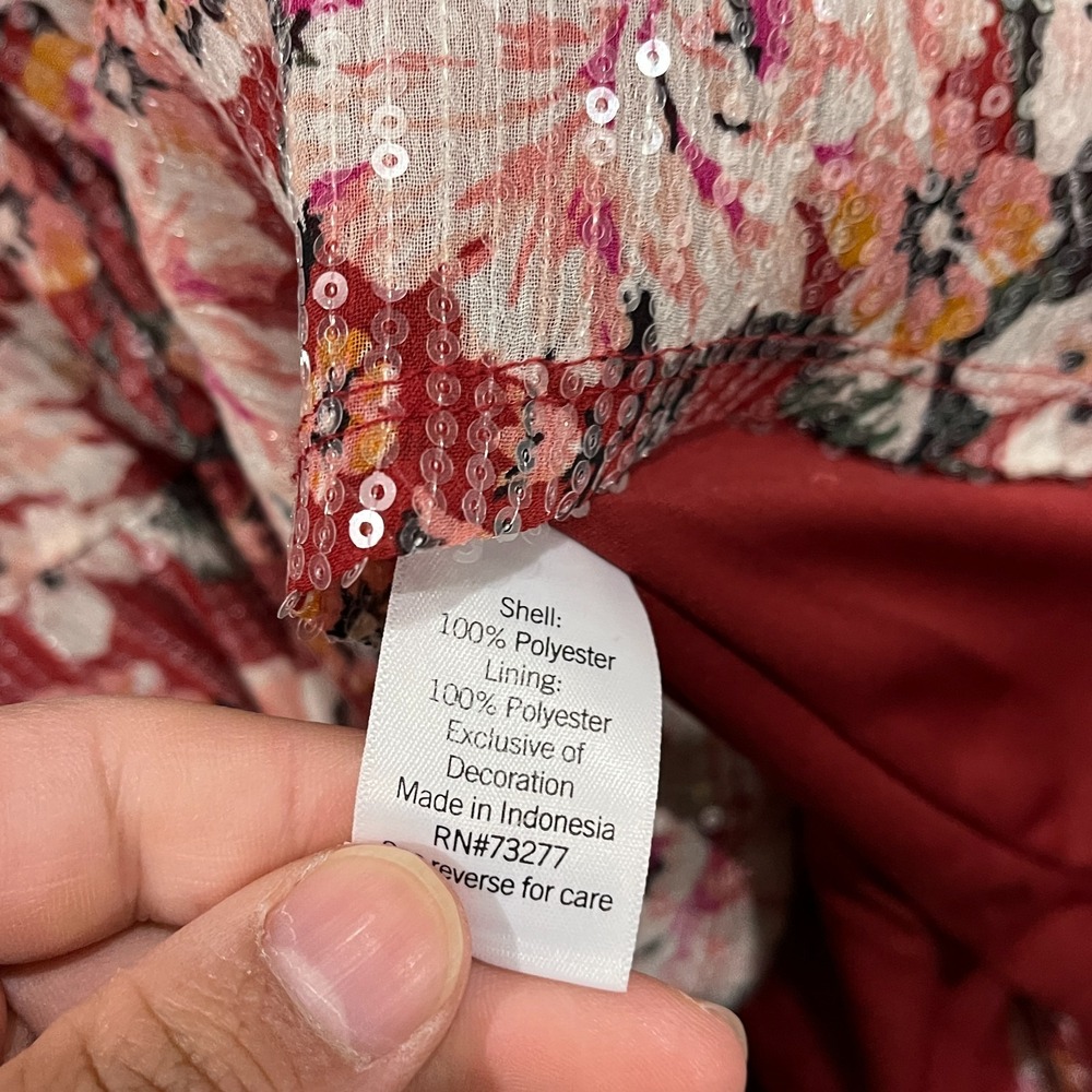 LC Lauren Conrad Womens Small Floral Sequin Belted Wrap‎ Mini Dress Fairy Boho - Picture 4 of 9